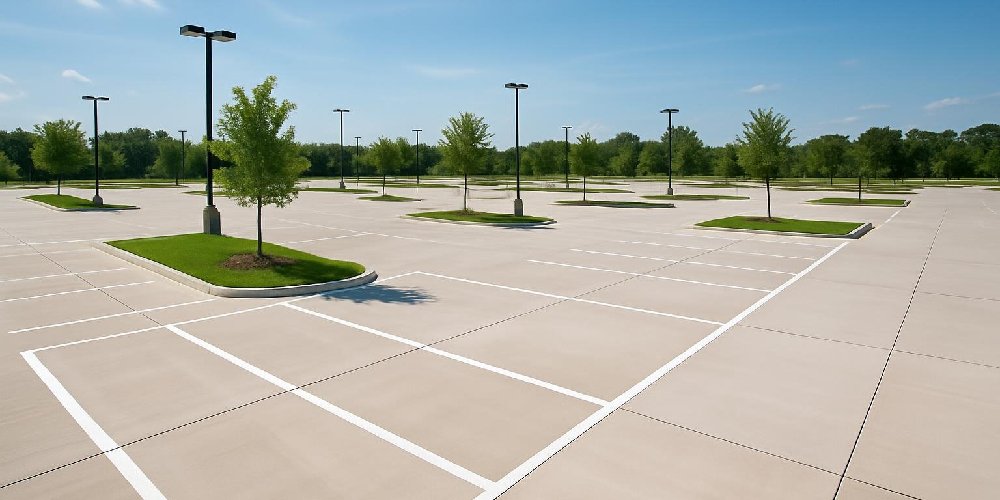 commercial concrete parking lot