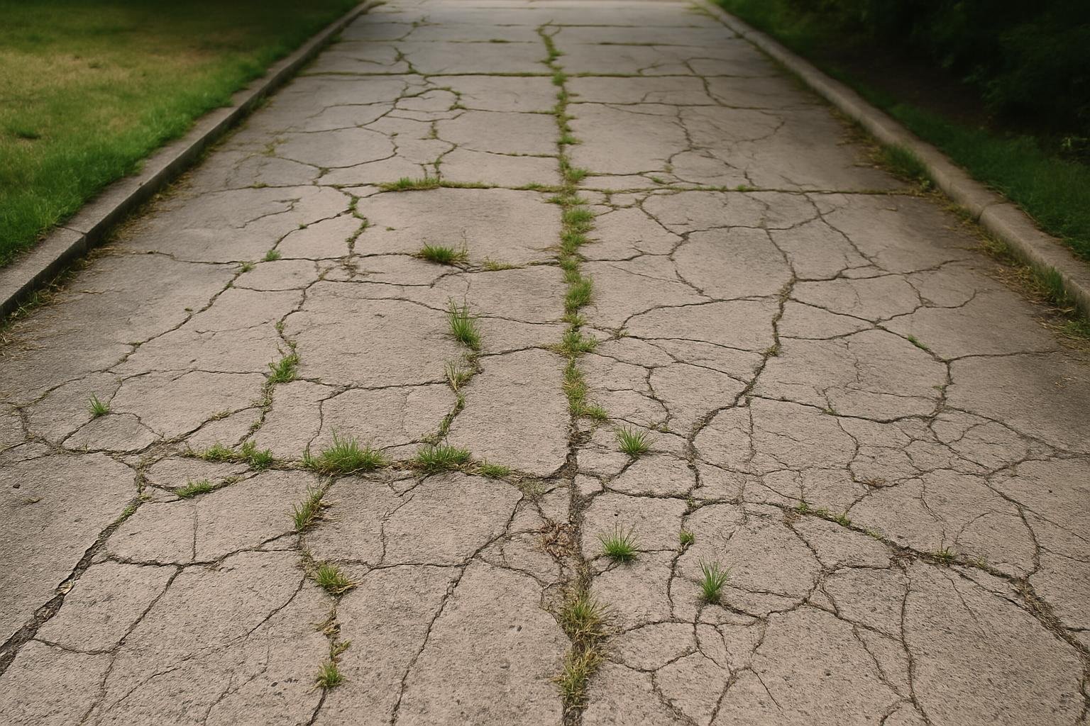 Before: Cracked Driveway